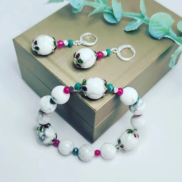 Howlite , Agate set - Picture 3 of 4